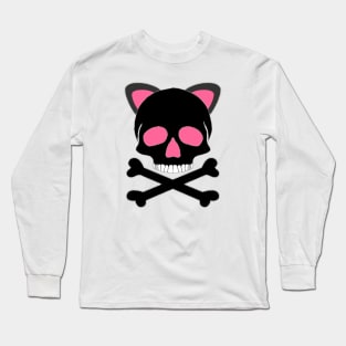 Skull with Cat Ears Long Sleeve T-Shirt